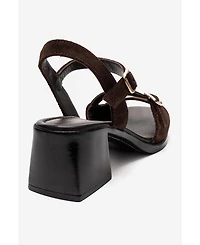 Forever & Always Shoes Women's Yolen Leather Block Heel Sandal