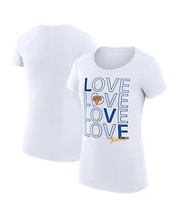 G-iii 4Her by Carl Banks Women's White New York Knicks Super-Slim Fit Lightweight Basketball Love T-Shirt