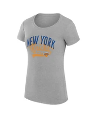 G-iii 4Her by Carl Banks Women's Heather Gray New York Knicks Super-Slim Fit Lightweight Filigree Logo T-Shirt