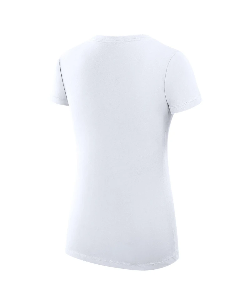 G-iii 4Her by Carl Banks Women's White New York Knicks Super-Slim Fit Lightweight Leopard Heart V-Neck T-Shirt