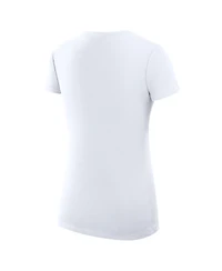 G-iii 4Her by Carl Banks Women's White New York Knicks Super-Slim Fit Lightweight Leopard Heart V-Neck T-Shirt