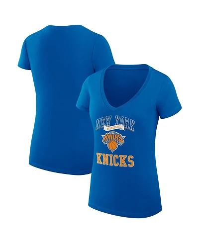G-iii 4Her by Carl Banks Women's Blue New York Knicks Super-Slim Fit Lightweight Team Logo V-Neck T-Shirt
