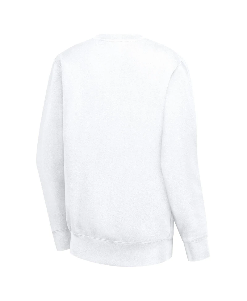 G-iii 4Her by Carl Banks Women's White New York Knicks Heart Graphic Fleece Pullover Sweatshirt