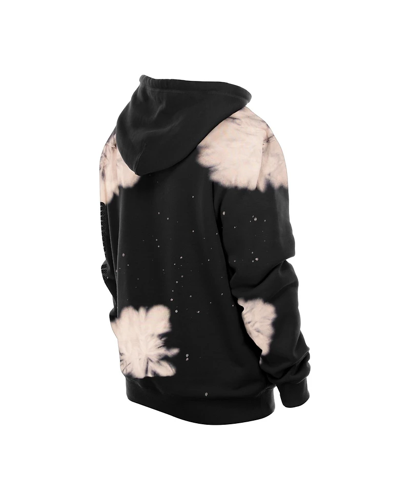 New Era Men's Black York Knicks Injection Bleached Out Raw Edge Hoodie