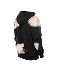 New Era Men's Black York Knicks Injection Bleached Out Raw Edge Hoodie