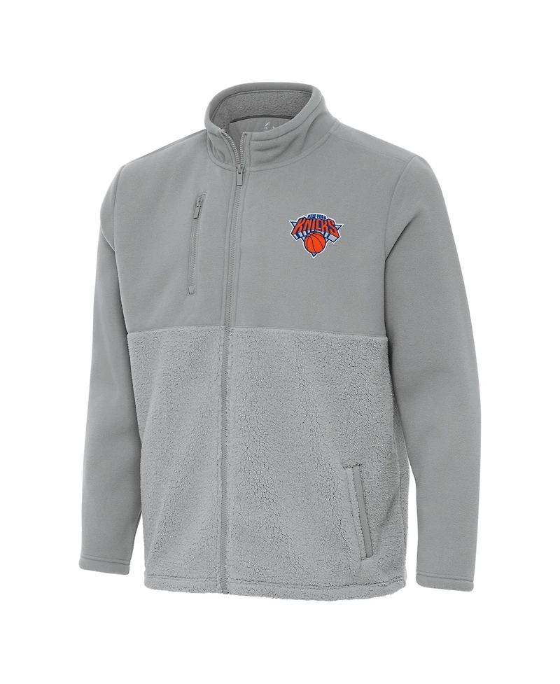 Antigua Men's Gray New York Knicks Daily Fused Full-Zip Jacket