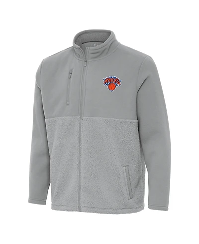 Antigua Men's Gray New York Knicks Daily Fused Full-Zip Jacket