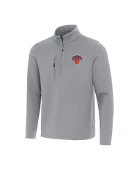 Antigua Men's Gray New York Knicks Insider Quarter-Zip Sweatshirt