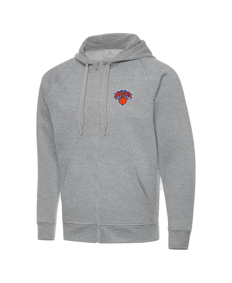 Antigua Men's Heather Gray New York Knicks Big & Tall Victory Full-Zip Hoodie