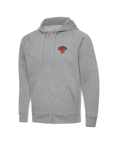 Antigua Men's Heather Gray New York Knicks Big & Tall Victory Full-Zip Hoodie