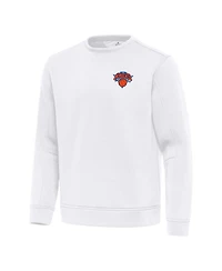 Antigua Men's White New York Knicks Relevant Pullover Sweatshirt