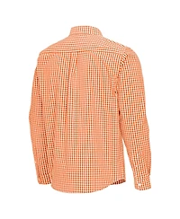 Antigua Men's Orange New York Knicks Ellis Woven Tri-Blend Button-Down Shirt