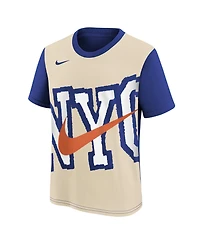 Nike Big Boys and Girls Light Beige/Blue New York Knicks 2025/26 City Edition Max90 T-Shirt