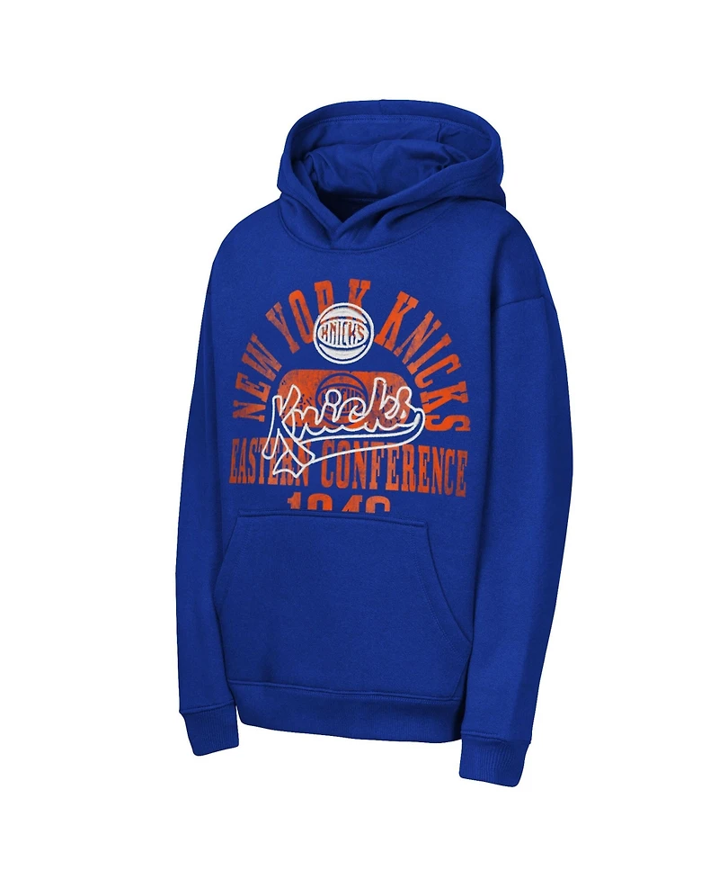 Outerstuff Big Boys and Girls Blue New York Knicks Sweep Hoodie