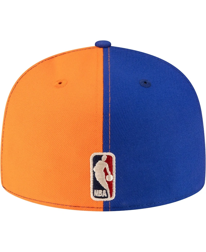 New Era Men's Orange/Blue New York Knicks 80s Throwback Pinwheel 59FIFTY Fitted Hat