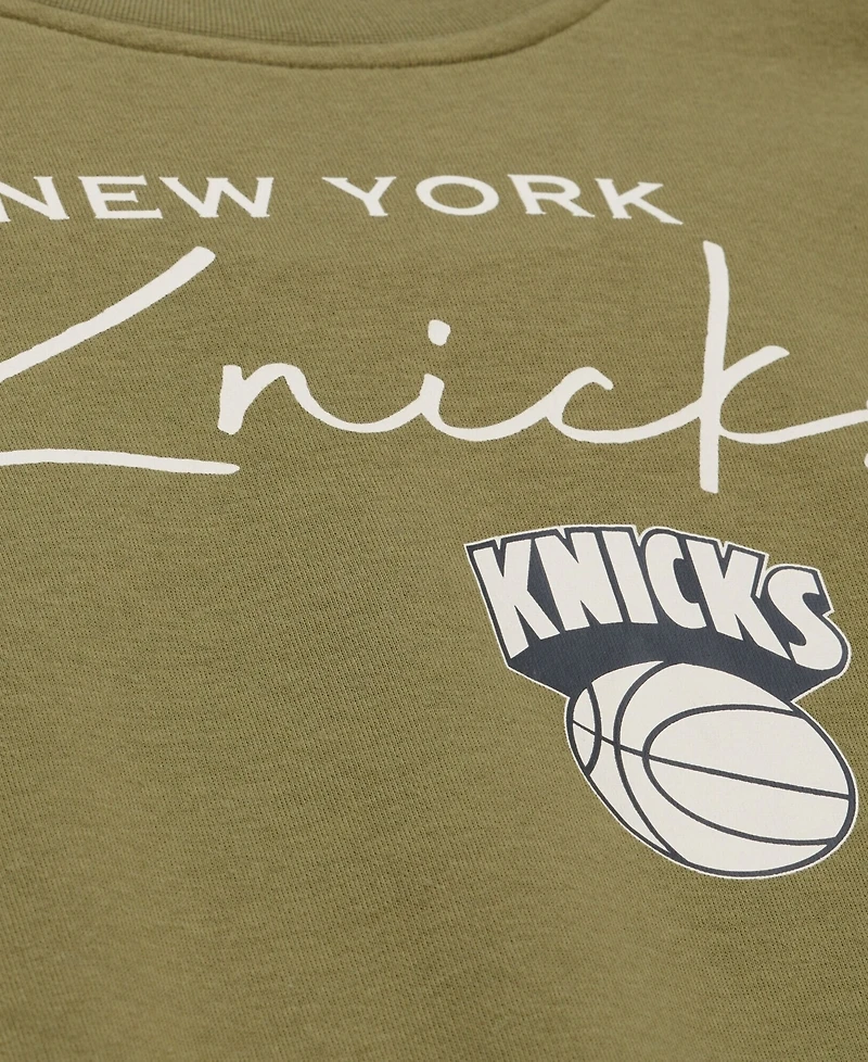 Mitchell & Ness Women's Olive New York Knicks Lightweight Script Sweatshirt