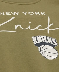 Mitchell & Ness Women's Olive New York Knicks Lightweight Script Sweatshirt