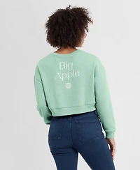 Fanatics Women's Mint New York Knicks Studio Tri-Blend Cropped Pullover Sweatshirt