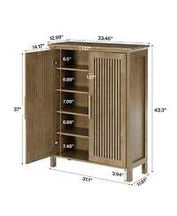 Slickblue 5 Tier Shoe Cabinet with Doors for Tall Entryway Storage