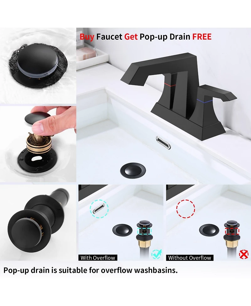 Phying 2-Handle Heavy Duty Bathroom Faucet with Drain and Supply Kits