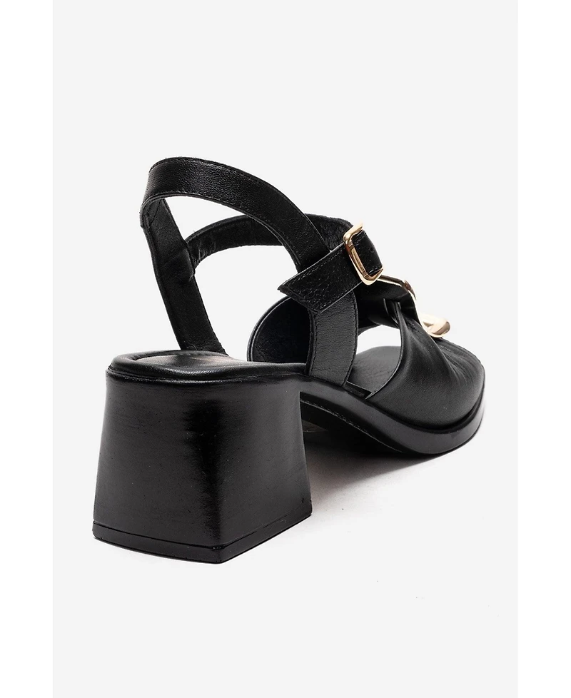 Forever & Always Shoes Women's Asha Leather Block Heel Sandal