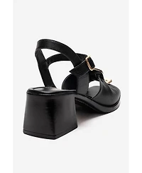 Forever & Always Shoes Women's Asha Leather Block Heel Sandal