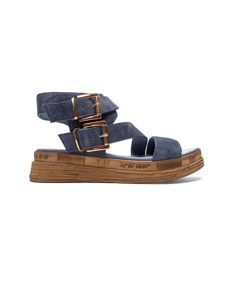 Forever & Always Shoes Women's Lorentis Leather Double Buckle Sandal