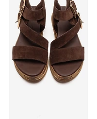 Forever & Always Shoes Women's Lorentis Leather Double Buckle Sandal