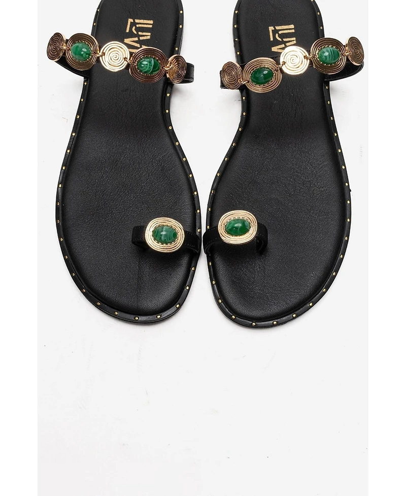 Forever & Always Shoes Women's Martinez Leather Thong Sandal
