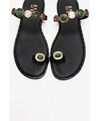 Forever & Always Shoes Women's Martinez Leather Thong Sandal