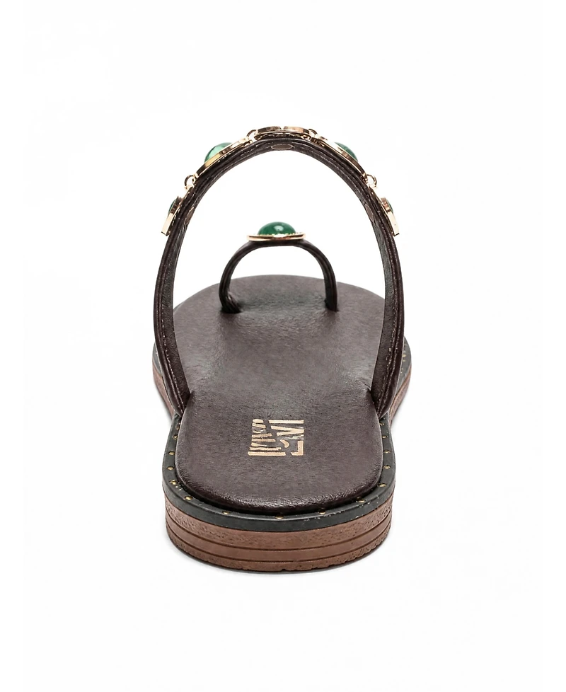 Forever & Always Shoes Women's Martinez Leather Thong Sandal