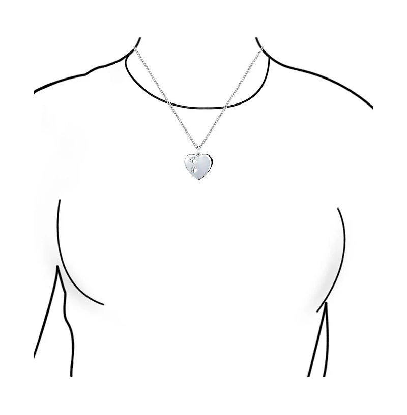 Bling Jewelry Paw Print Heart Shape Pendant Necklace Animal Lover Pet Dog Cat .925 Sterling Silver
