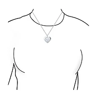 Bling Jewelry Paw Print Heart Shape Pendant Necklace Animal Lover Pet Dog Cat .925 Sterling Silver