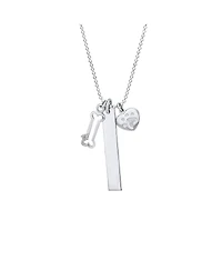 Bling Jewelry Paw Print Dog Tag Pendant Necklace Pet Lover Heart and Bone Charm .925 Sterling Silver