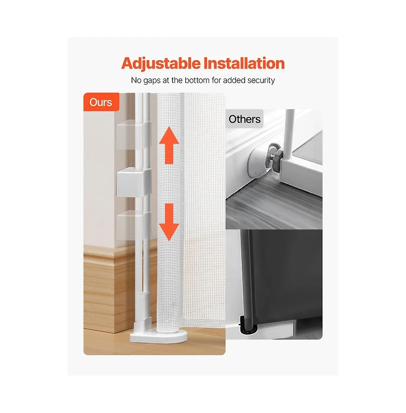 Ruie Retractable Mesh Pet Gate 34 in Tall Extends to 55 in Wide for Doorways