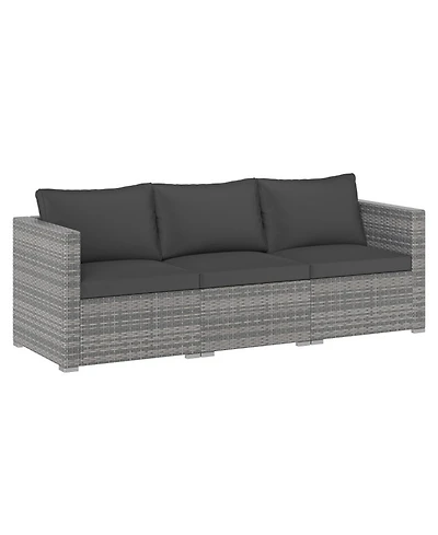 Gouun 3-Piece Modular Patio Sectional Sofa Set with Woven Rattan and Soft Cushions