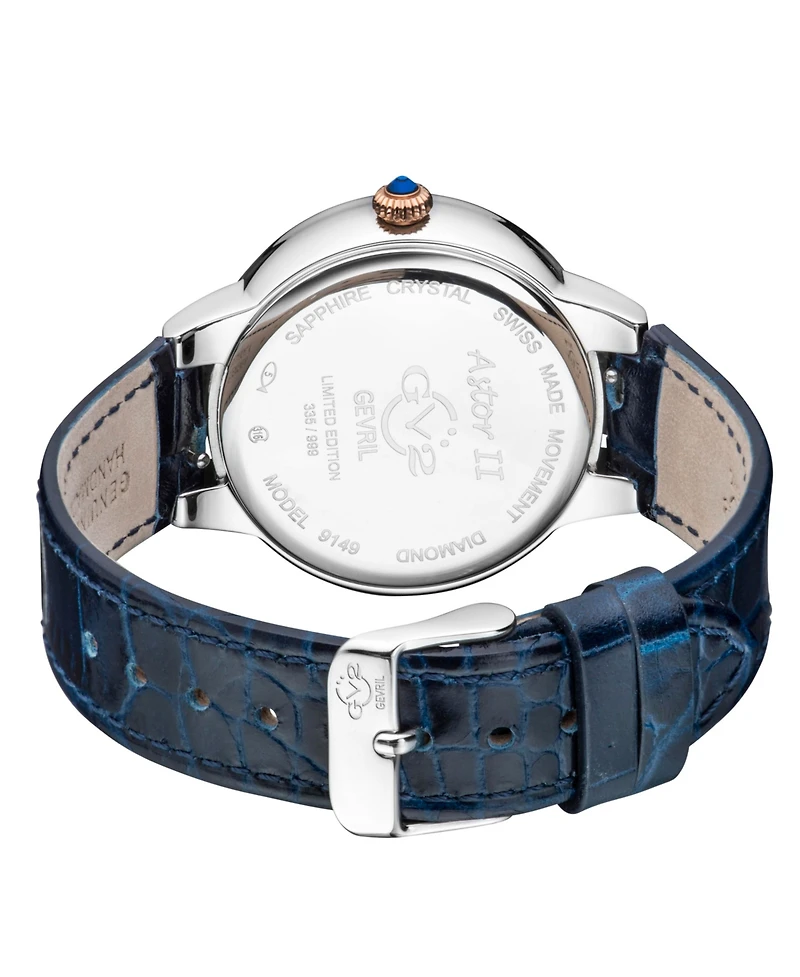 GV2 by Gevril Women's Bellagio Swiss Quartz Diamond Silver Stainless Steel Bracelet Watch