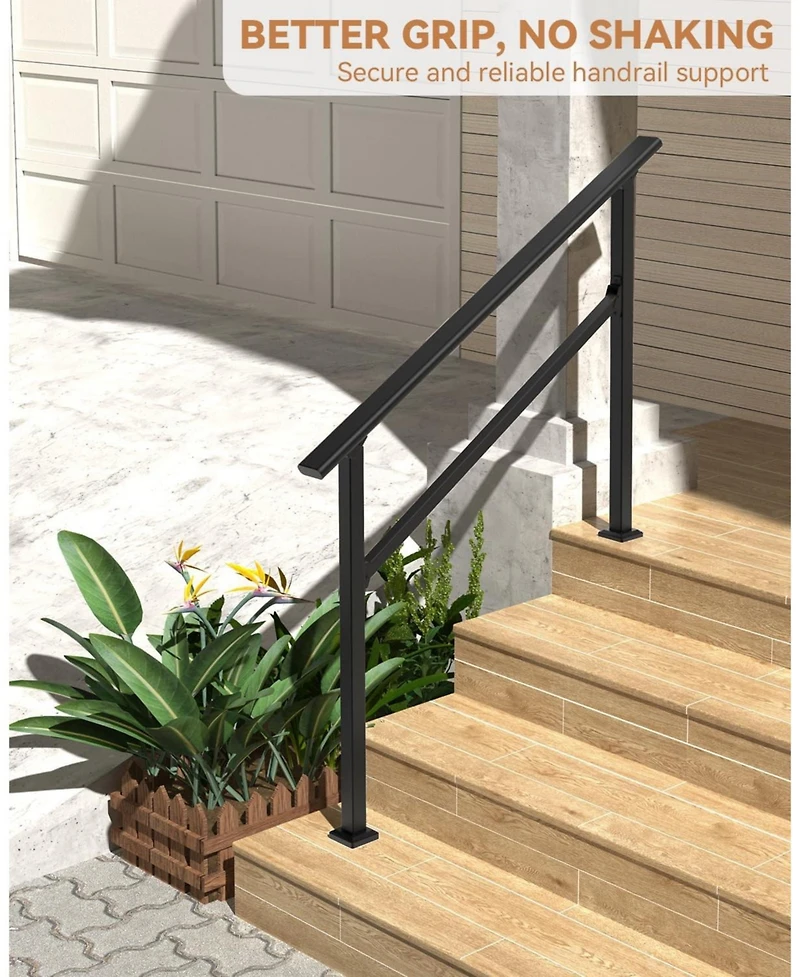 gaomon 2-Pack Adjustable Metal Hand Rails for Outdoor Steps 4-Step Stair Railing Kit Weatherproof and Comfortable Grip for Concrete