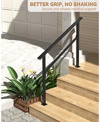 gaomon 2-Pack Adjustable Metal Hand Rails for Outdoor Steps 4-Step Stair Railing Kit Weatherproof and Comfortable Grip for Concrete