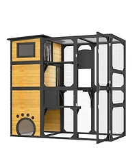 6thdruple Large Outdoor Cat Catio, 4-Tier Enclosure with Lofts, Window Access, Weatherproof House