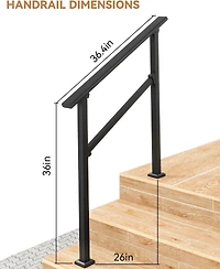 gaomon 2-Pack Adjustable Metal Hand Rails for Outdoor Steps 3-Step Stair Railing Kit Weatherproof and Comfortable Grip for Concrete
