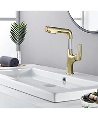 Phying Brushed Gold Pull-Down Vessel Faucet