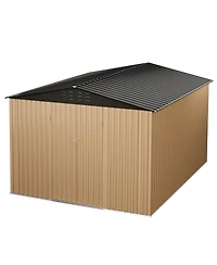 Large Outdoor Metal Storage Shed With Enhanced Frame Structure For Garden Tools And Backyard Equipment