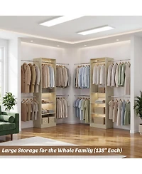 Aheaplus 5-10Feet Closet System with 5 Hanging Rods and Shelves, Expandable Organizer for Bedroom