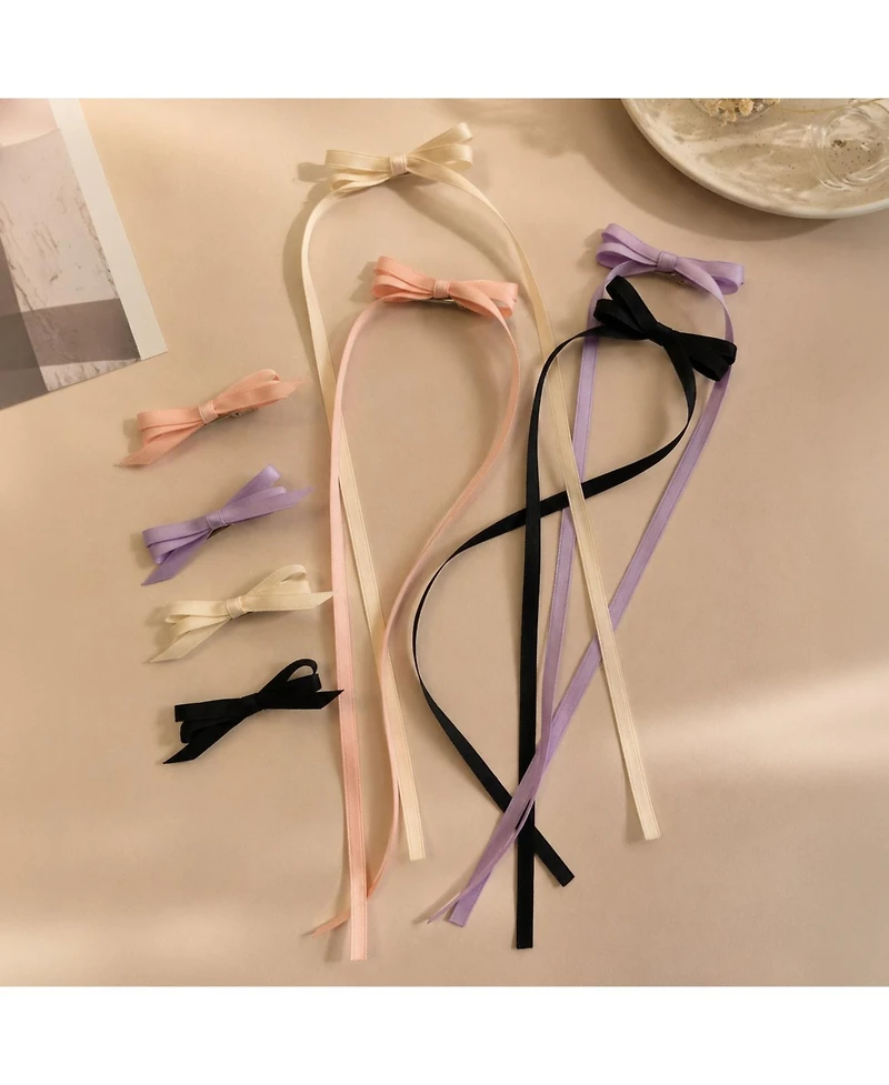 Puttisu Girls Ribbon Bow Clip Set (4pc)