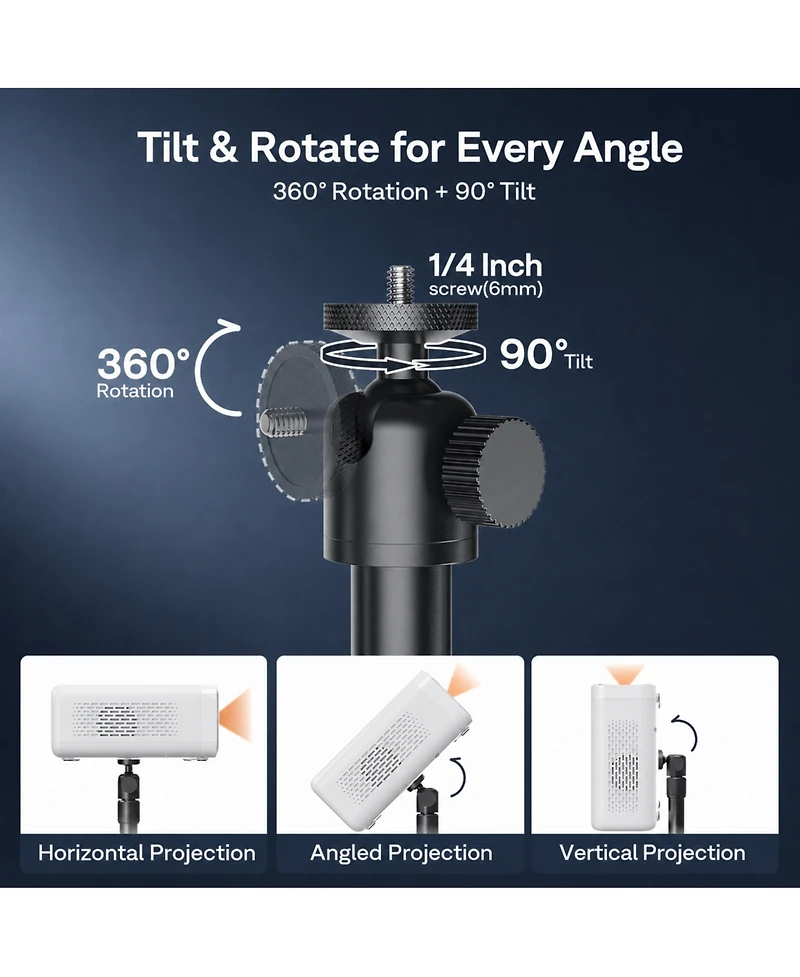 Aurzen Projector Floor Stand Screw Adjustable Durable and Stable, Compatible Most Projectors