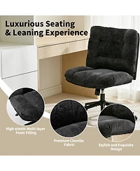 gaomon Pu Leather Double Thick Cushion Ergonomic Office Chair, Wide Seat, 360 Degree Swivel, Height Adjustable, Armless, with Wheels