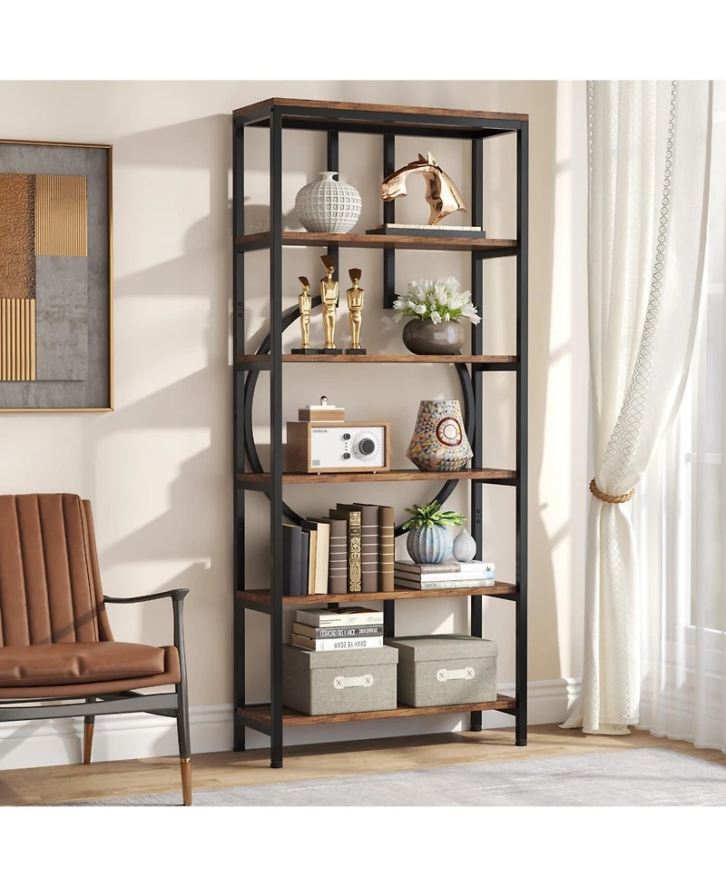 Slickblue 6 Tier Industrial Bookshelf with Open Display Storage Shelves