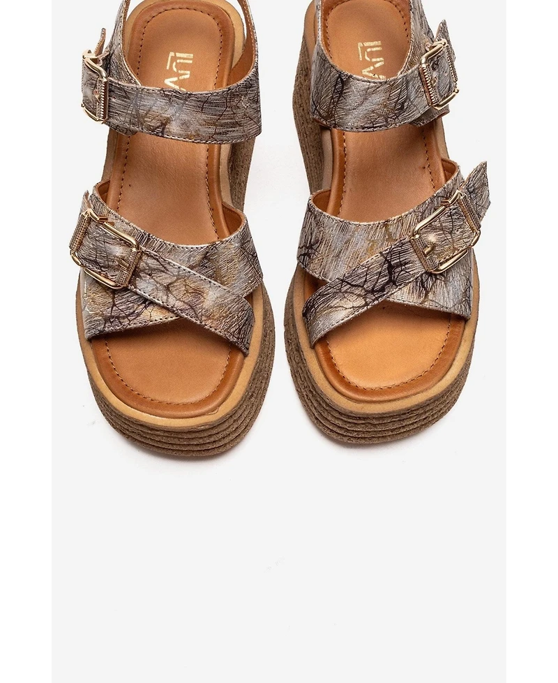 Forever & Always Shoes Women's Mirette Leather Platform Sandal