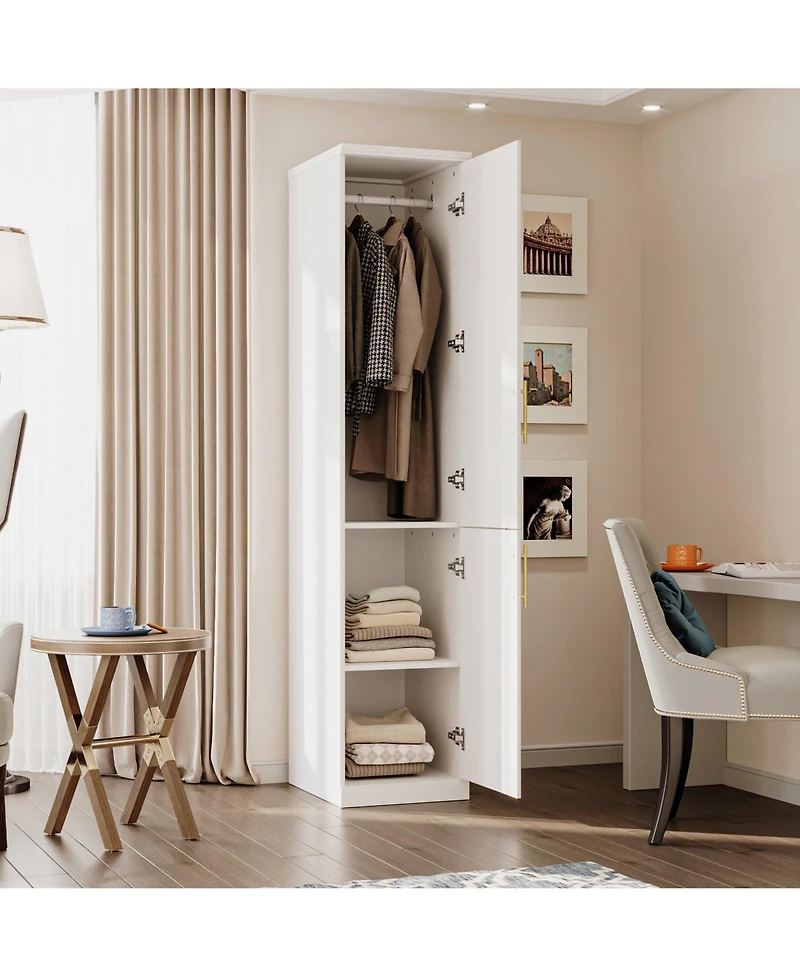 Homsee 2-Door Tall Storage Cabinet with Handles - Modern Wooden Wardrobe | Living Room Organizer | Hallway Cupboard